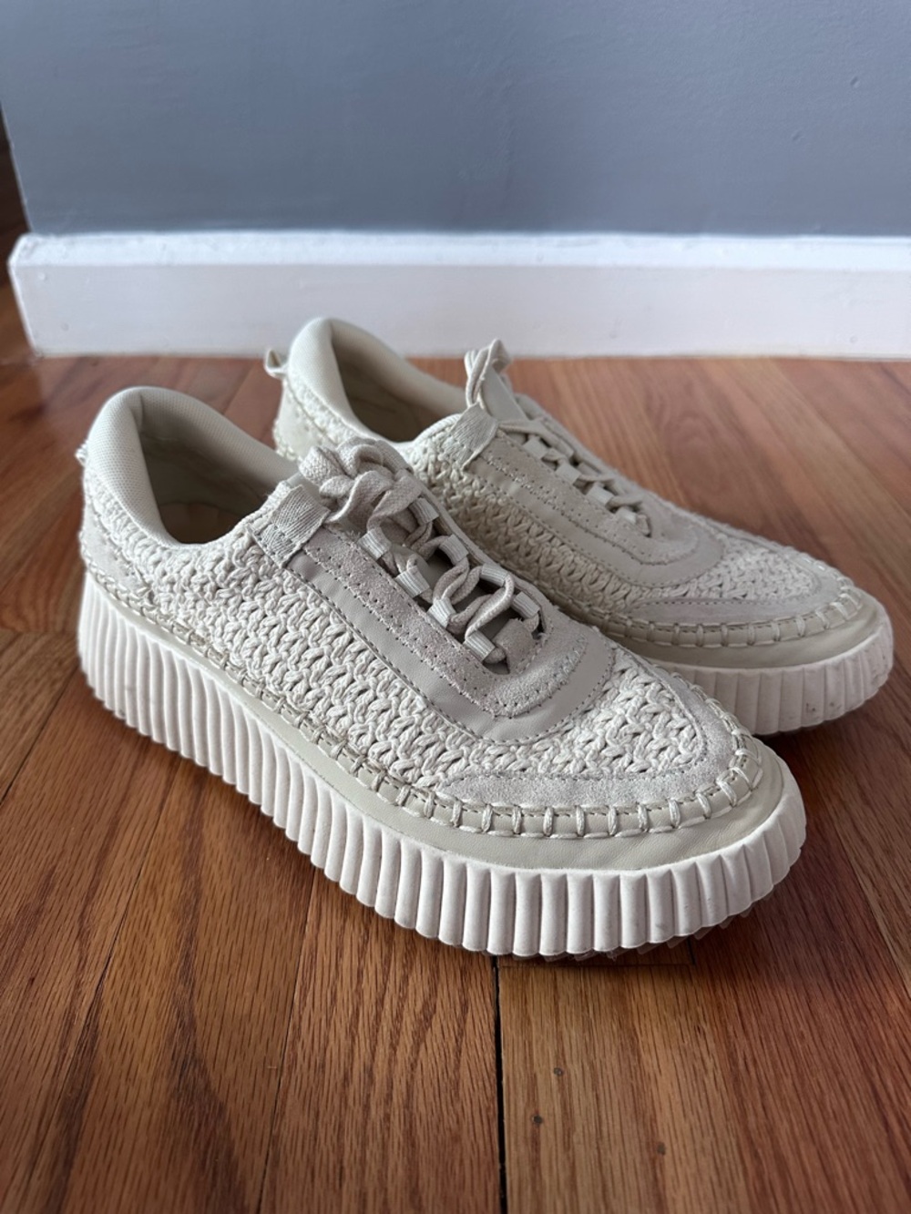 Dolce Vita Cream Woven Platform Sneakers